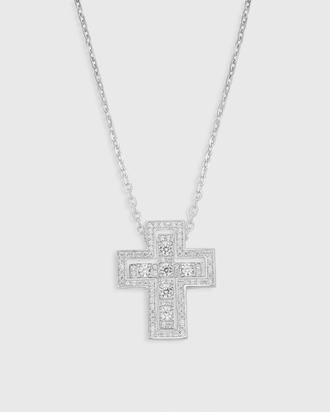 Double Dazzle Cross Necklace