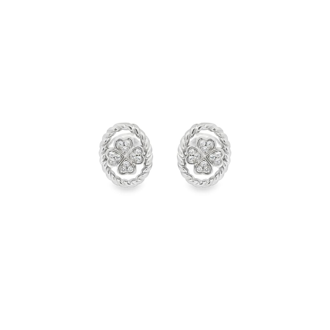 Clover Sparkle Twisted Oval Earrings