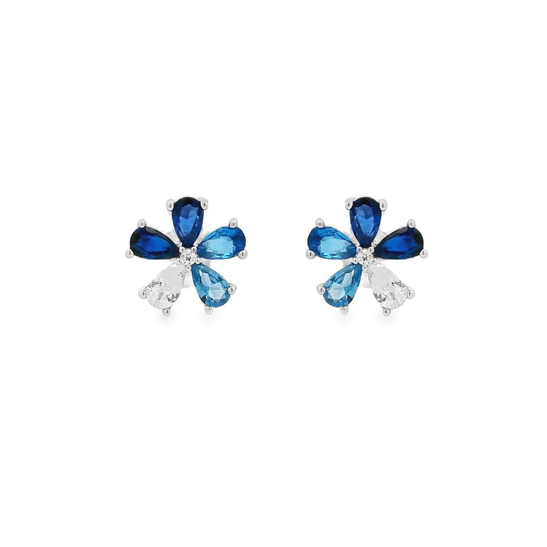 Flower Blue Roche Stud Earrings