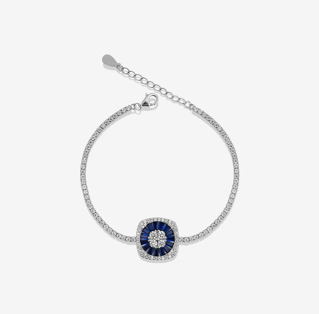 Blue Gemmed Oval Dazzle Tennis Bracelet
