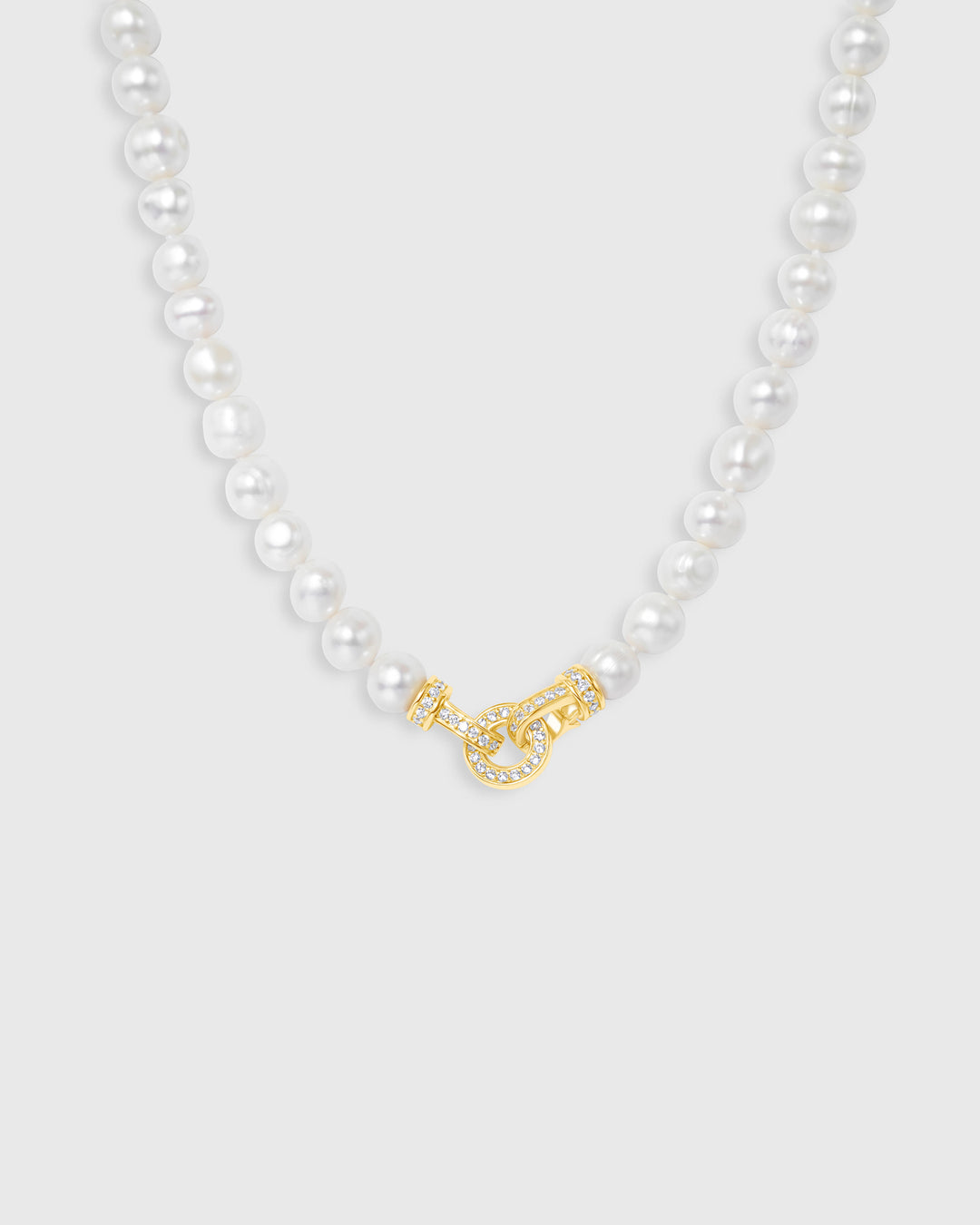 Classic Gold Plated Link Pearl Necklace