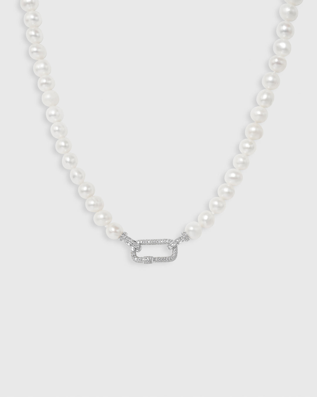 Dazzle Lock Link Pearl Necklace