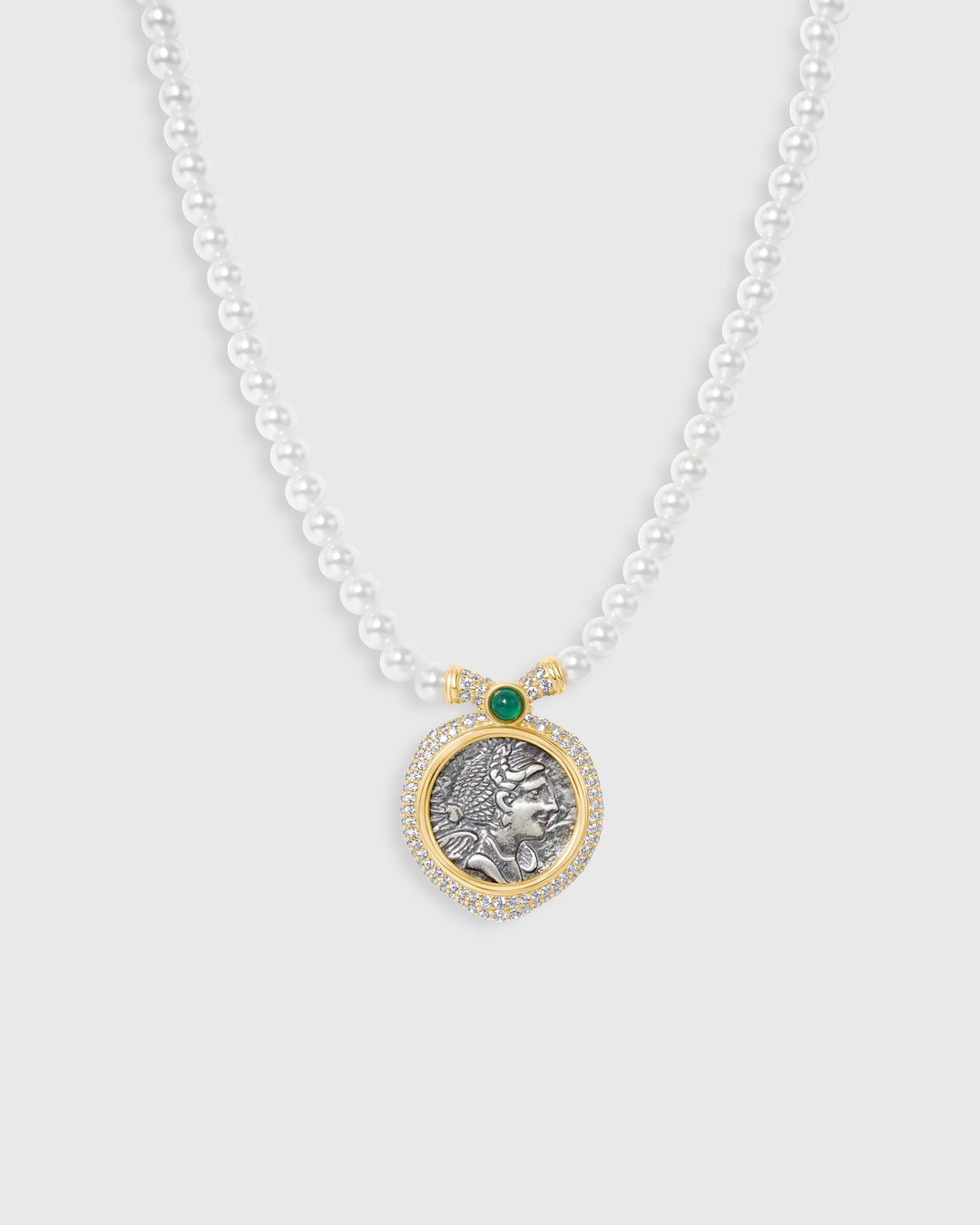 Ancient Times Medallion Pearl Necklace