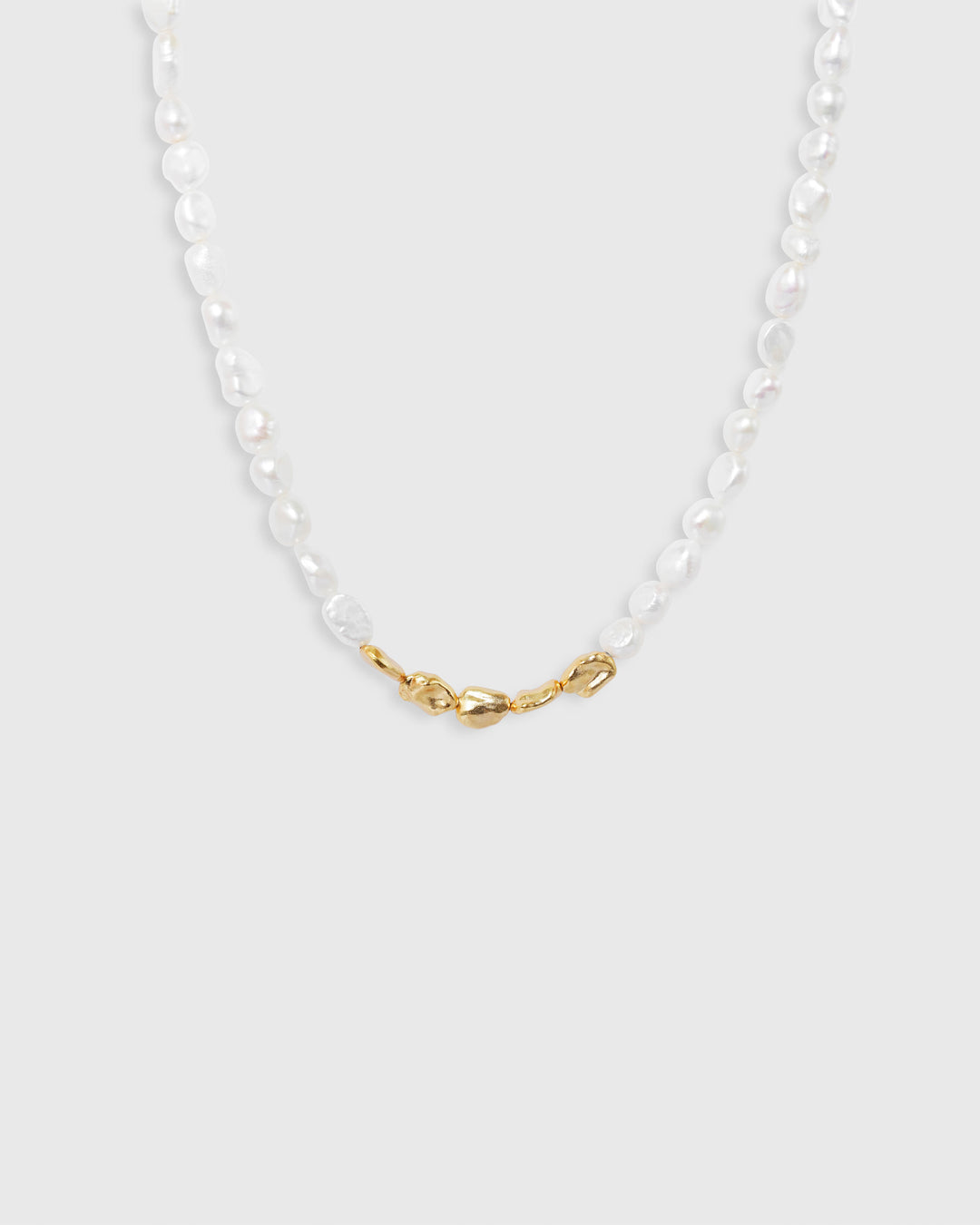 Golden Stones & Flat Pearl Necklace