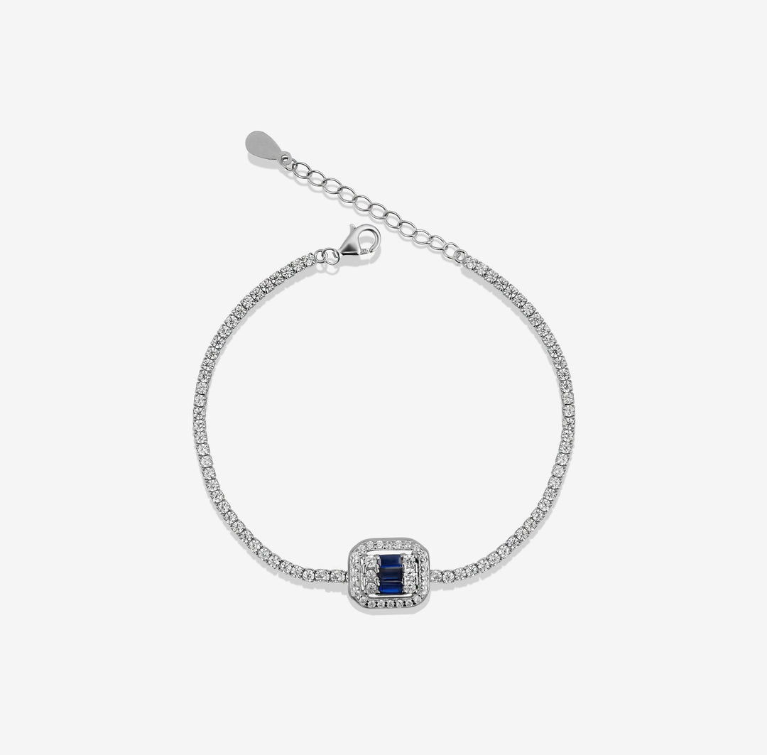 Classy Baguette Deep Blue Gemmed Tennis Bracelet