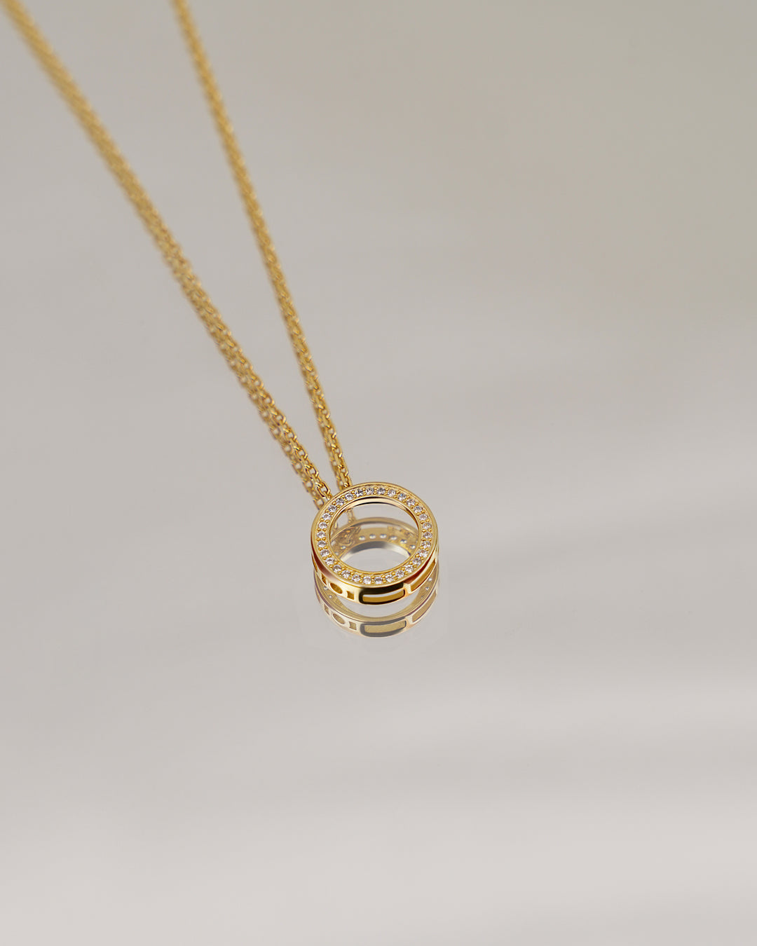 Studded Circle 18K Gold Plated Necklace
