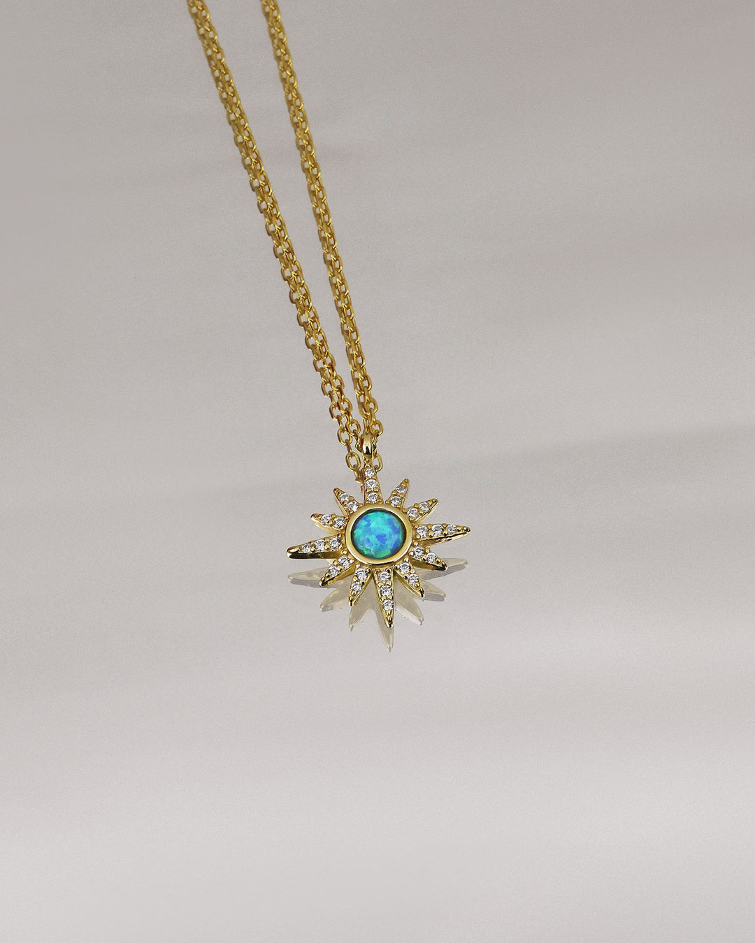 Turquoise Golden Sun 18K Gold Plated Necklace