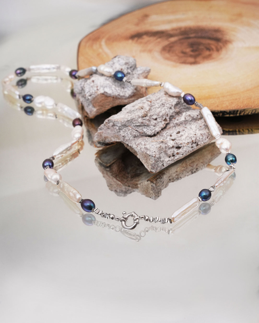 Blue Beads & Unique Pearls Necklace