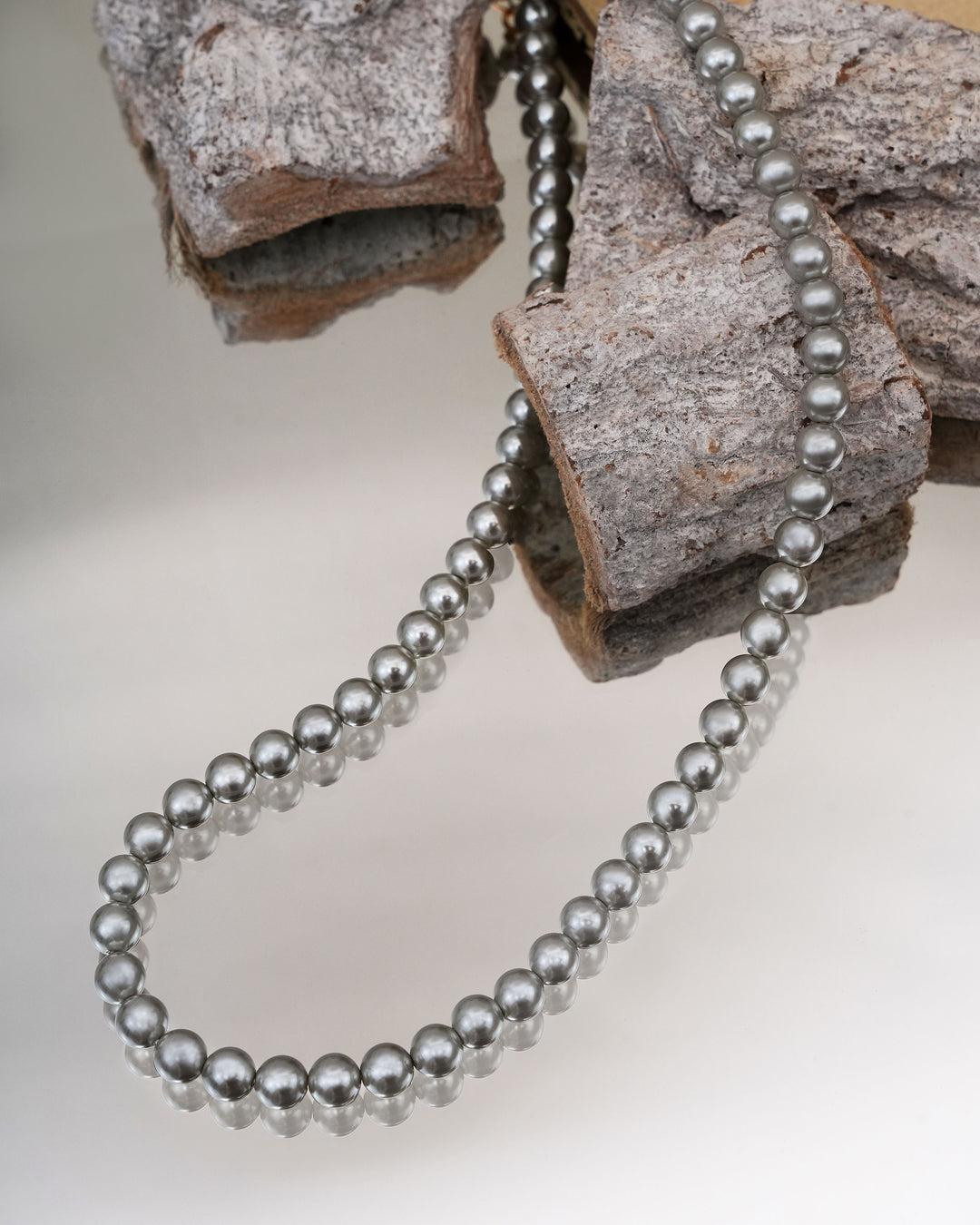 Dark Grey Natural Unisex Pearl Necklace