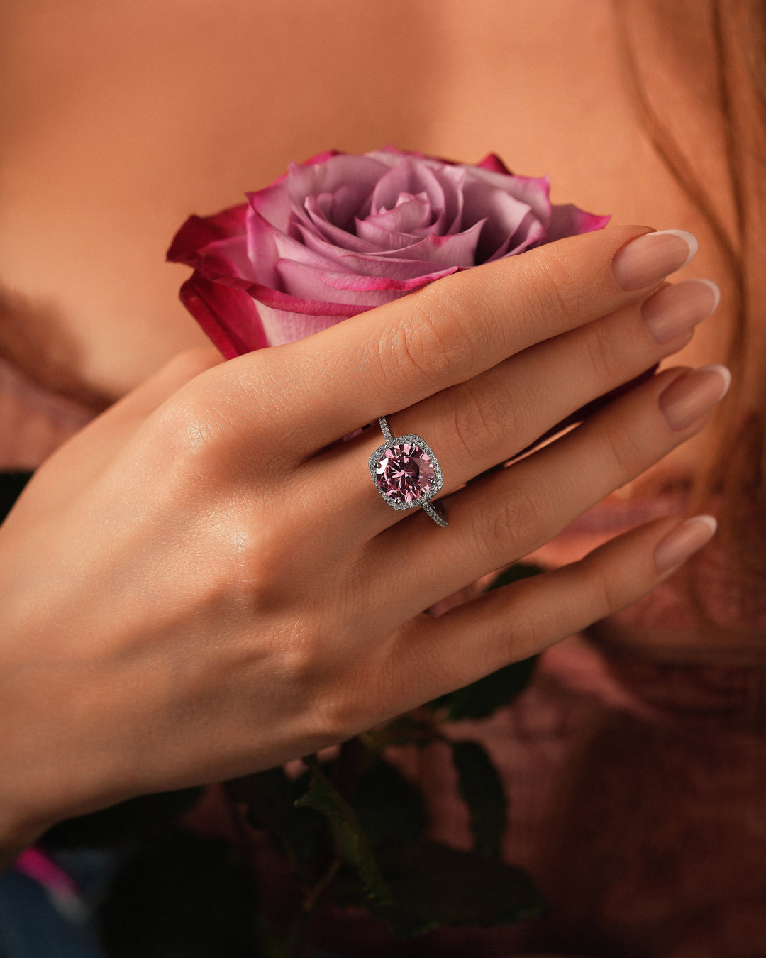 Pink Quartz Roche Ring