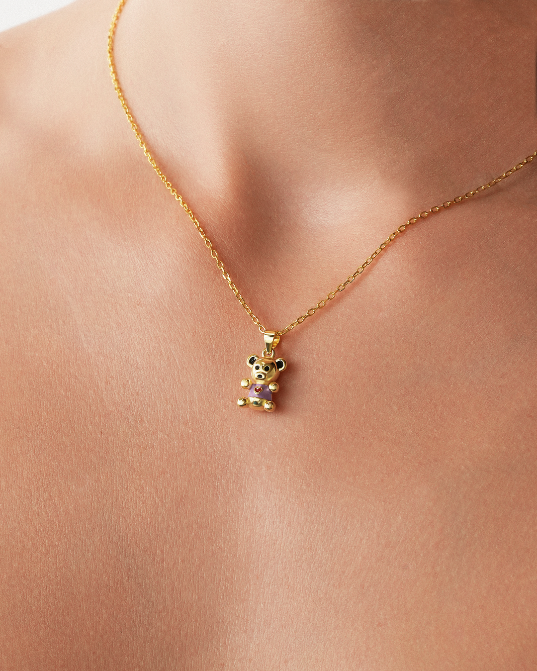Purple Shirt Teddy 18K Gold Plated Necklace