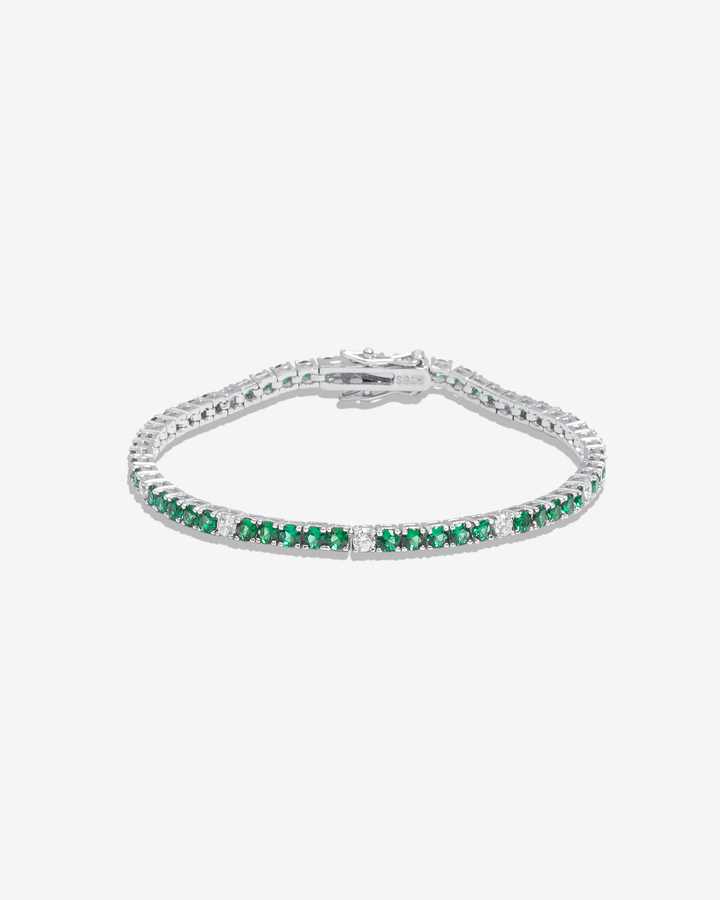 Green & White Gemmed Tennis Bracelet