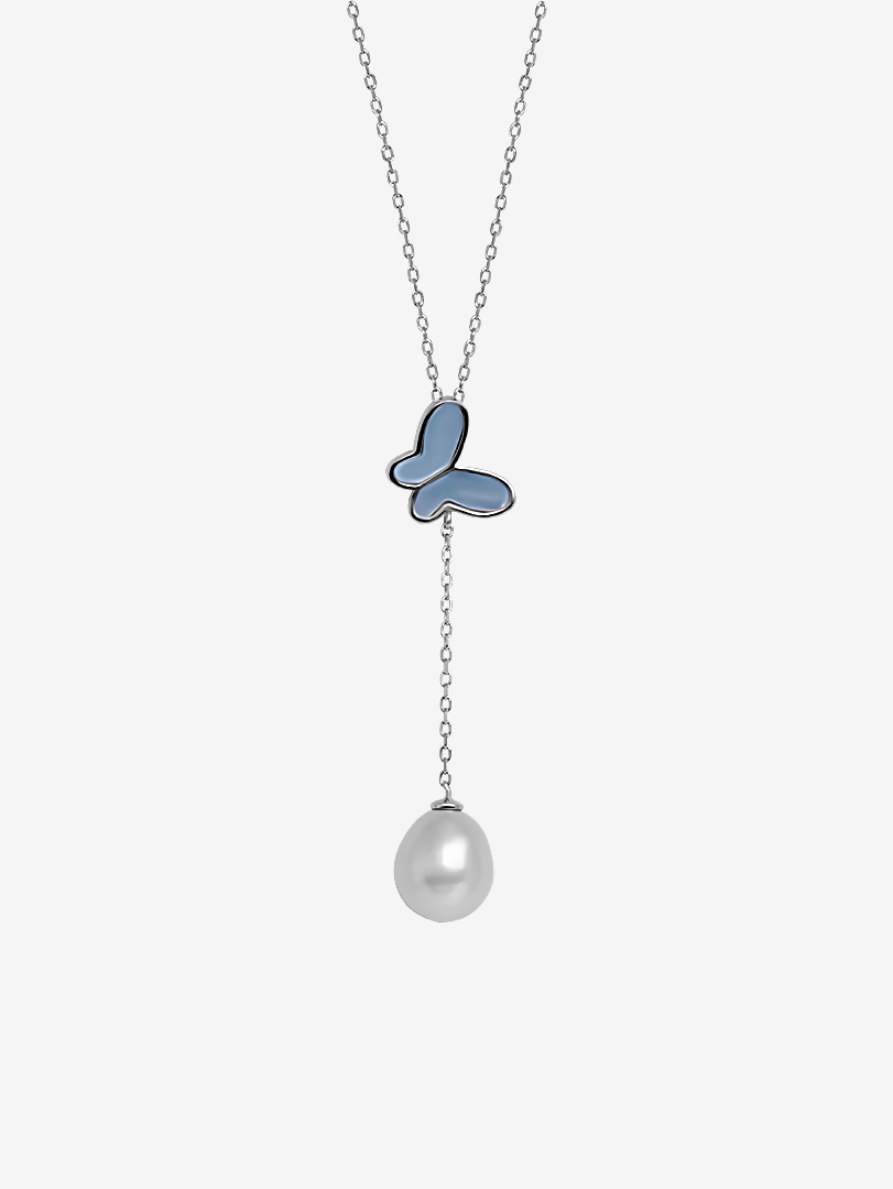 Butterfly Pearl Drop Necklace