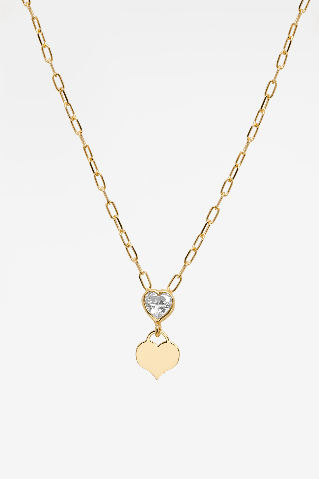 Heart Charm & Heart Gem Necklace