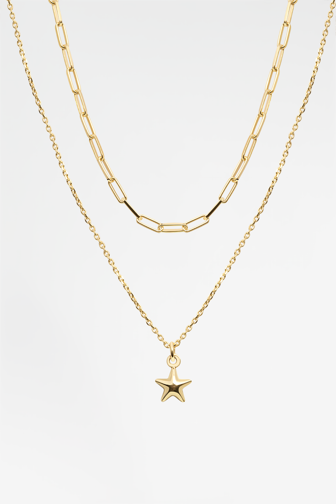 Star Charm & Shackles Twin 18K Gold Plated Necklace