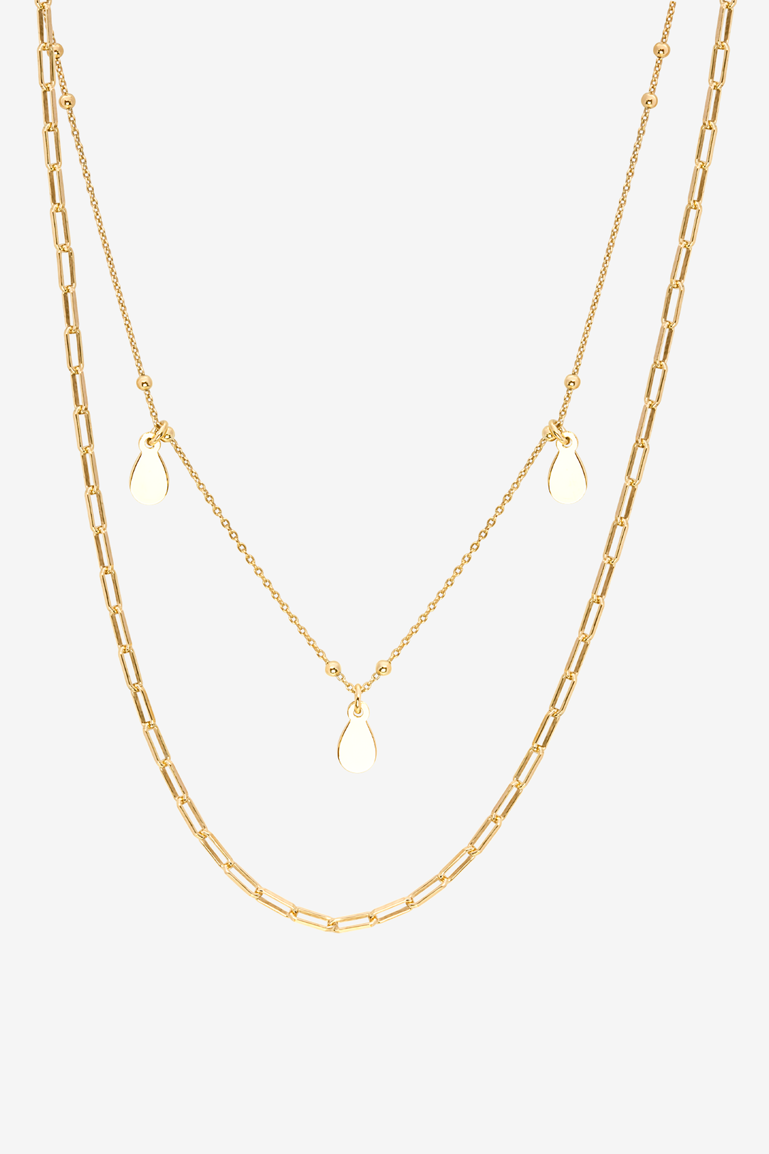 Golden Drops & Shackles Twin Necklace18K Gold Plated Necklace