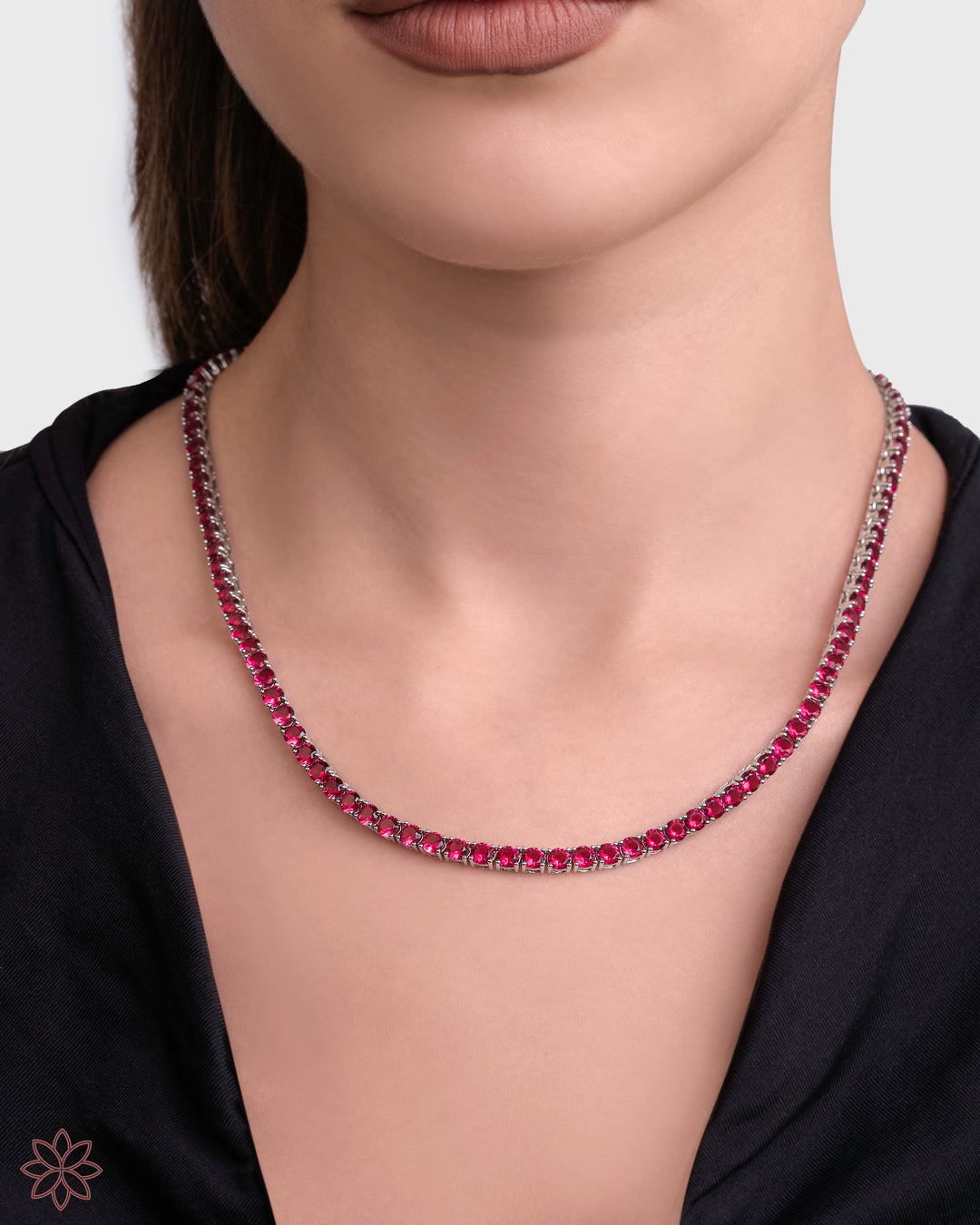 Pink Crystals Large Tennis Necklace