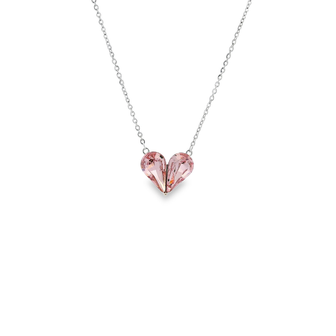 Pink Quartz Cut Heart Necklace