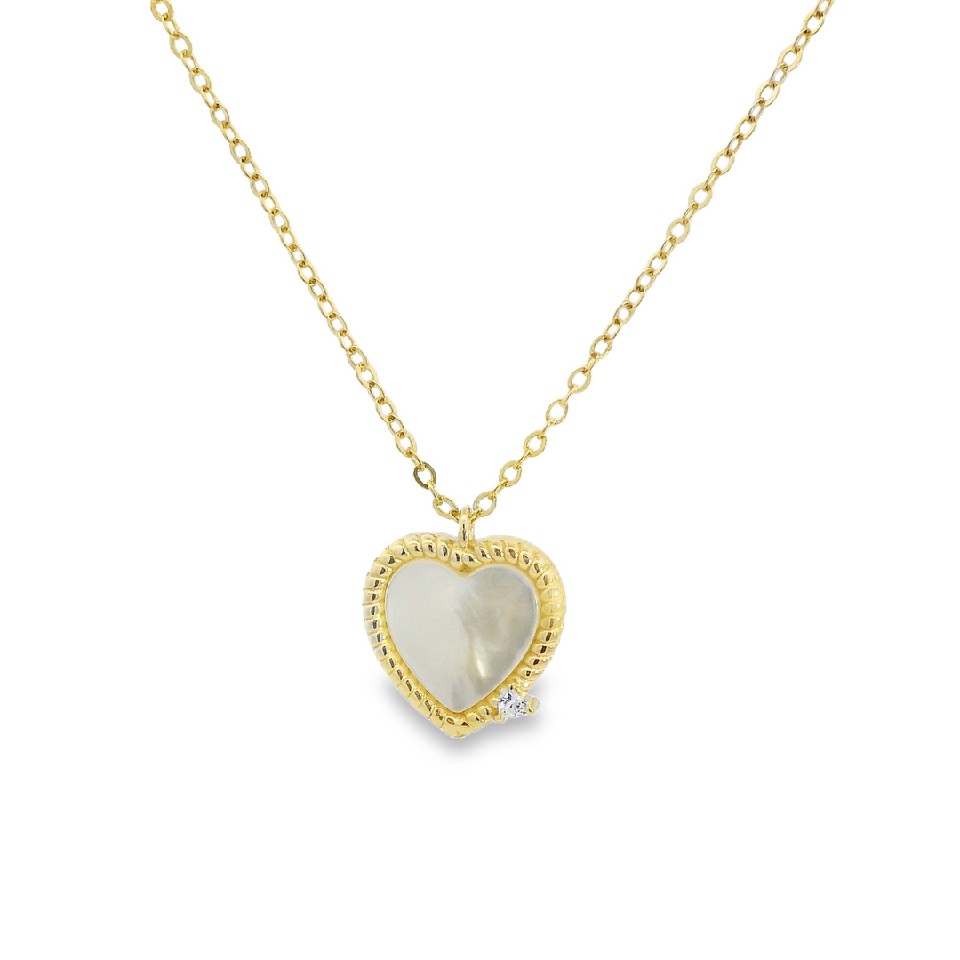 Royal Mother Pearl Heart 18K Gold Plated Necklace