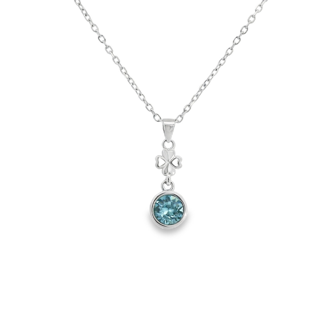 Lucky Clover Gem Drop Necklace