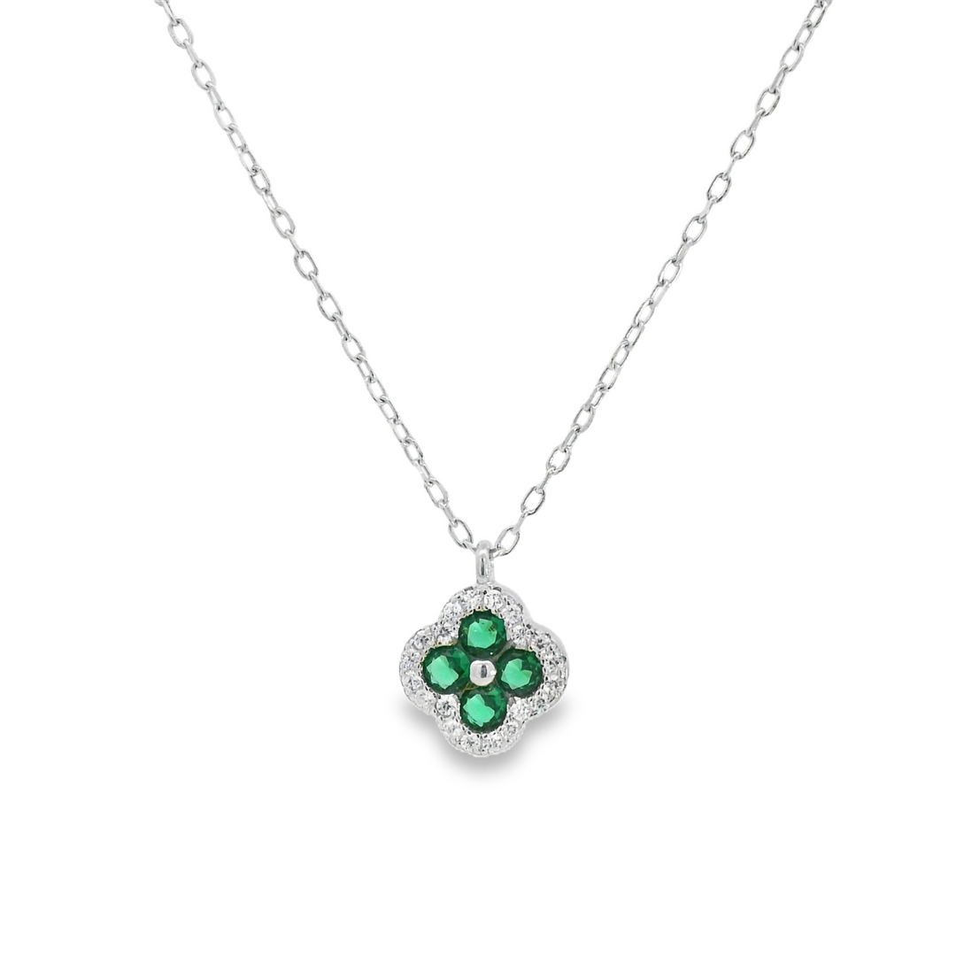 Lucky Dazzle Emerald Clover Necklace