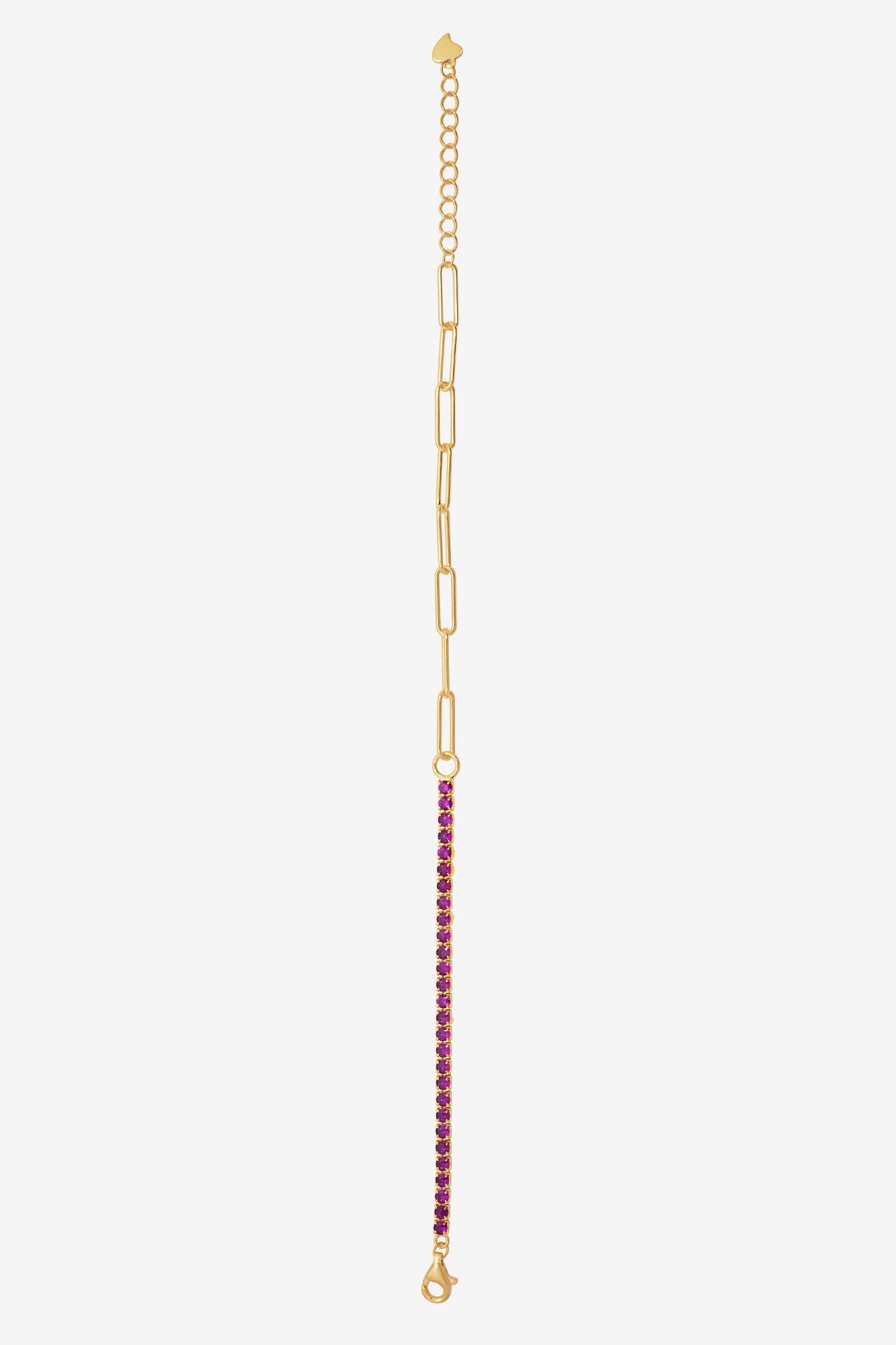 Ruby Red Tennis Shackles Bracelet - 18K Plated