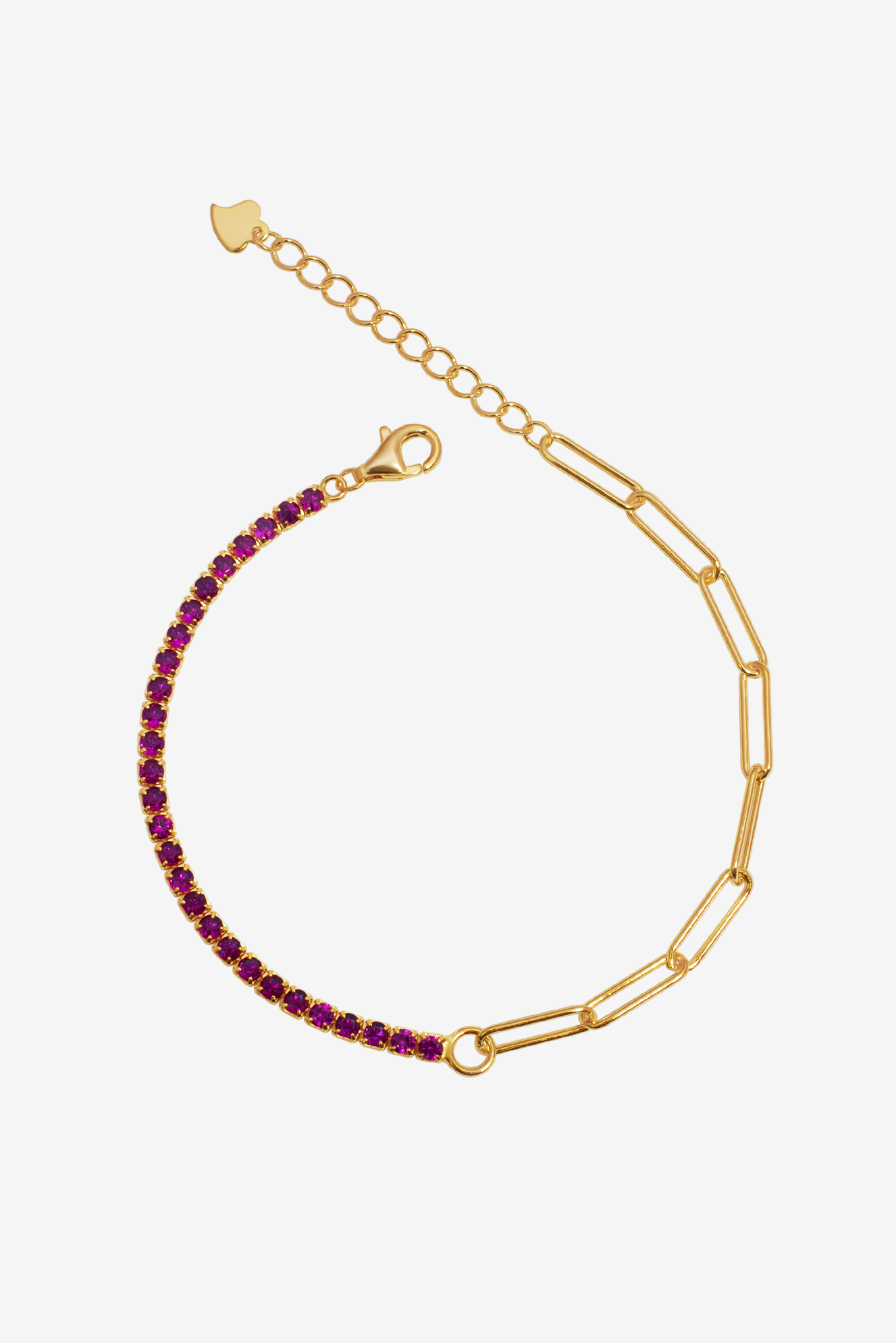 Ruby Red Tennis Shackles Bracelet - 18K Plated