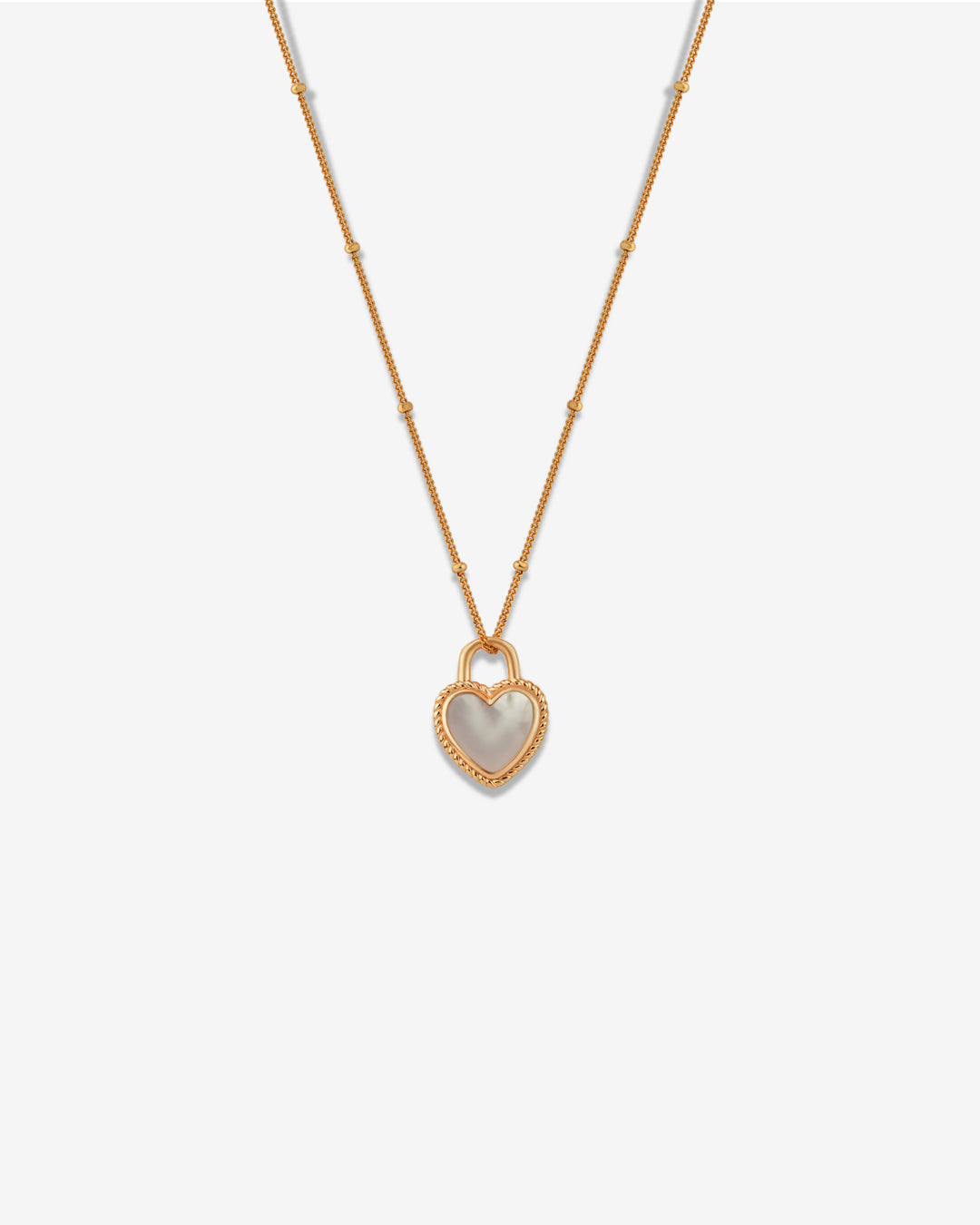 Double Plated Royal Heart Charm Necklace (Malachite & Mother Pearl)
