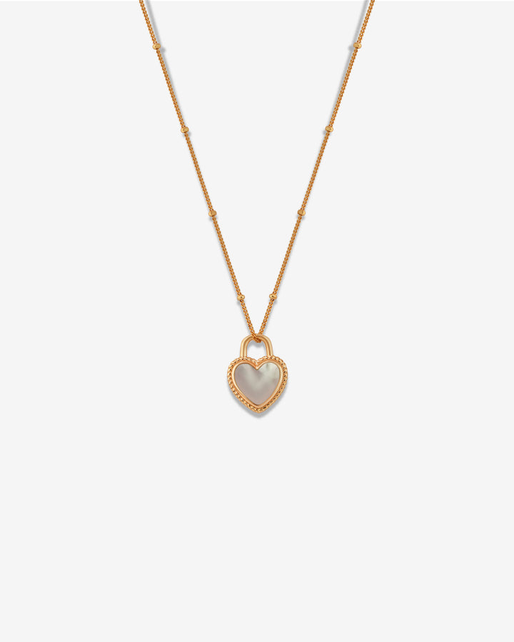 Double Plated Royal Heart Charm Necklace (Malachite & Mother Pearl)
