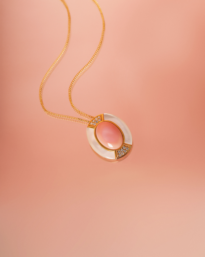 Royal Mother Pearl & Coral Gemstone Necklace