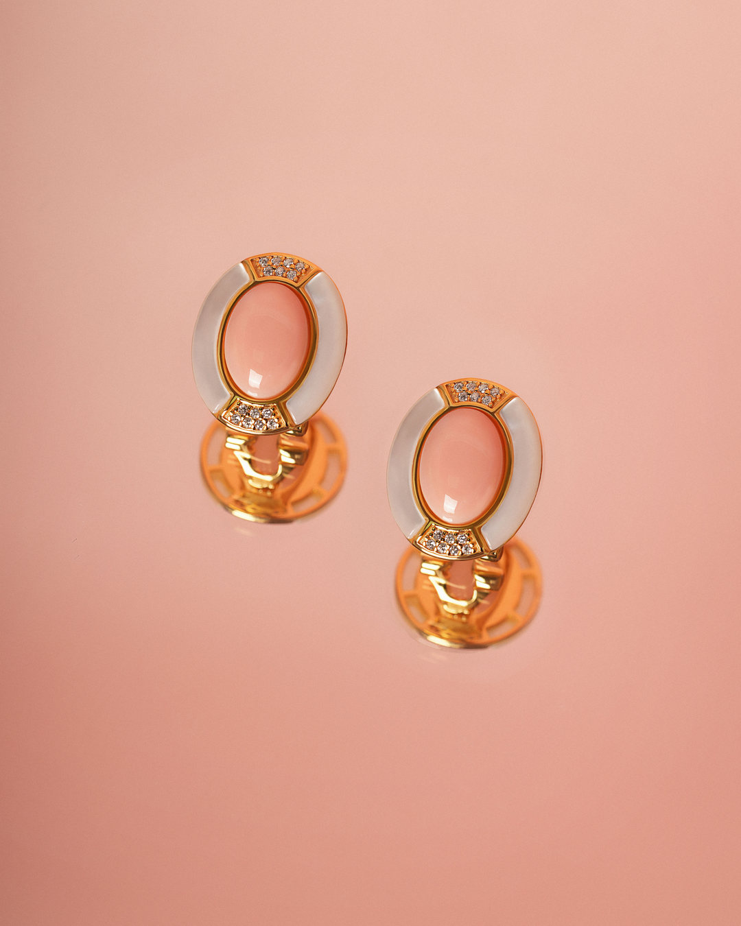 Royal Mother Pearl & Coral Gemstone Earrings