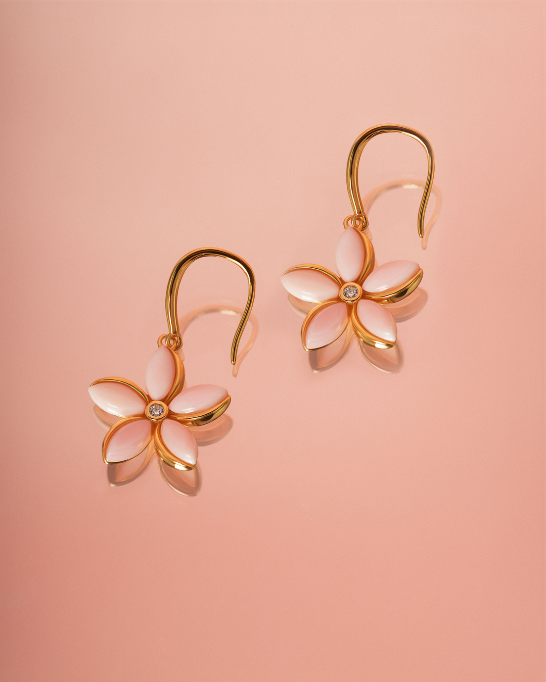 Floral Flower Coral Gemstone Earrings