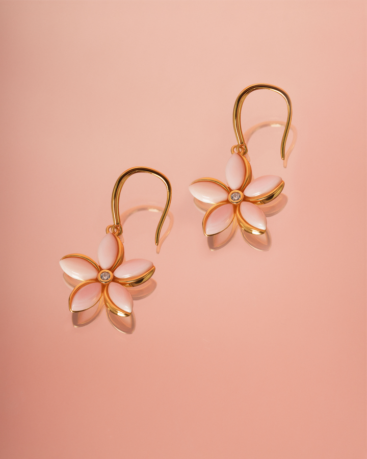 Floral Flower Coral Gemstone Earrings