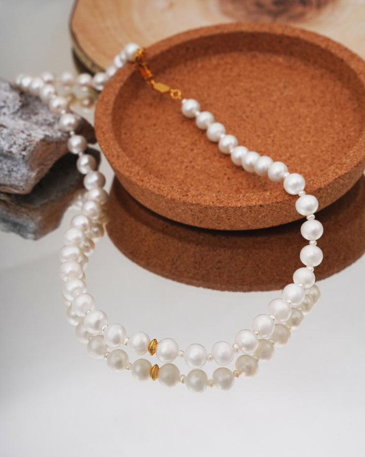 Classic Pearl & Gold Charm Necklace