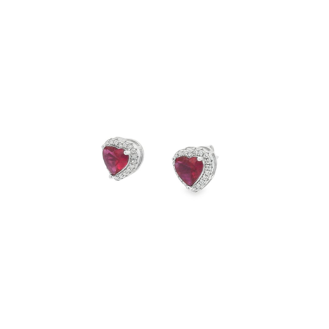 Small Red Heart Dazzle Earrings