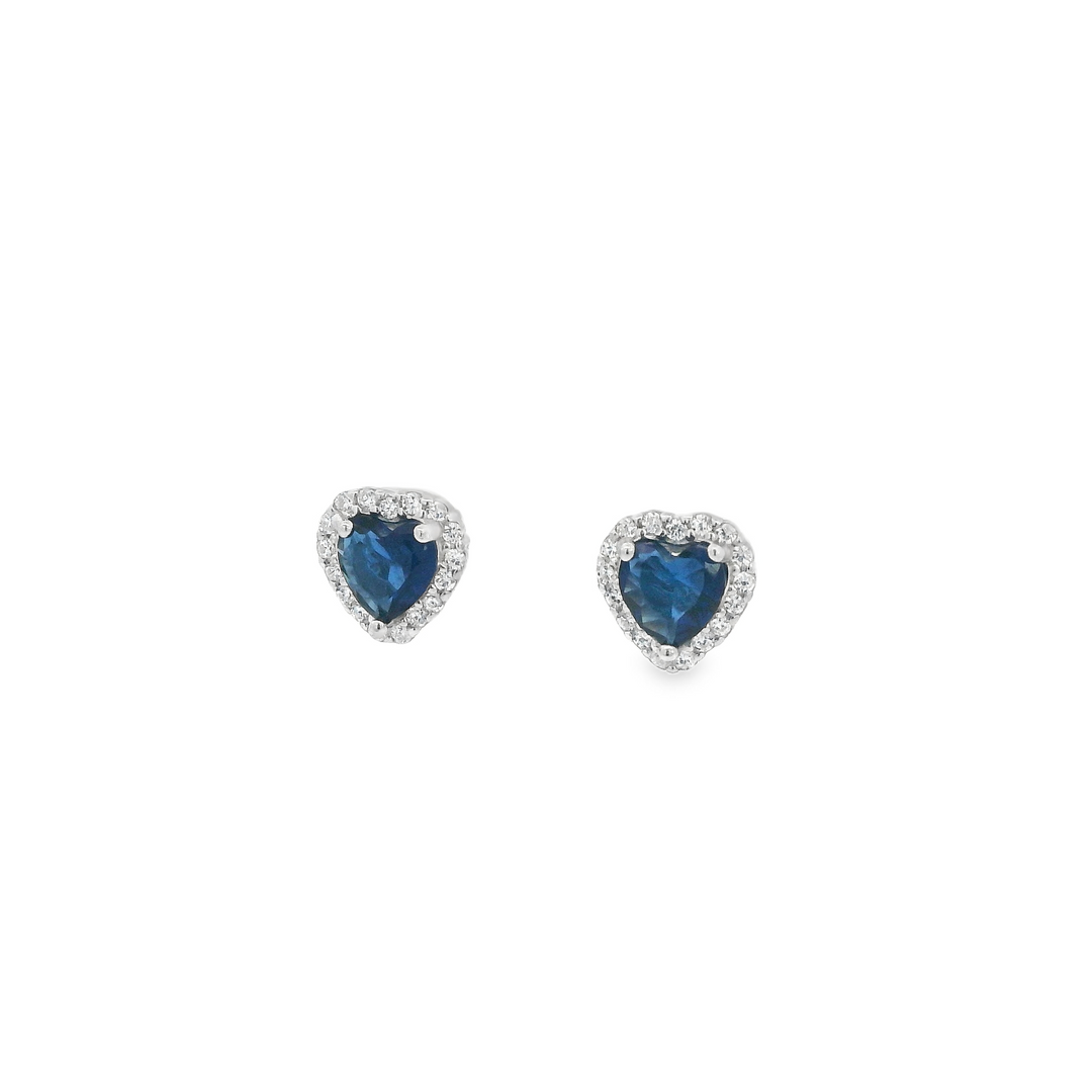 Small Blue Heart Dazzle Earrings
