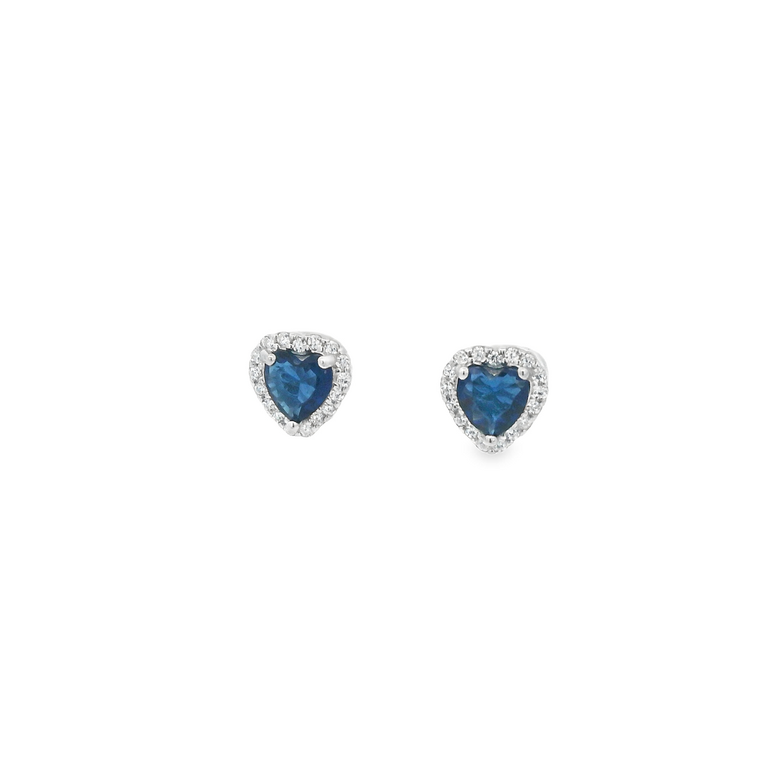 Small Blue Heart Dazzle Earrings