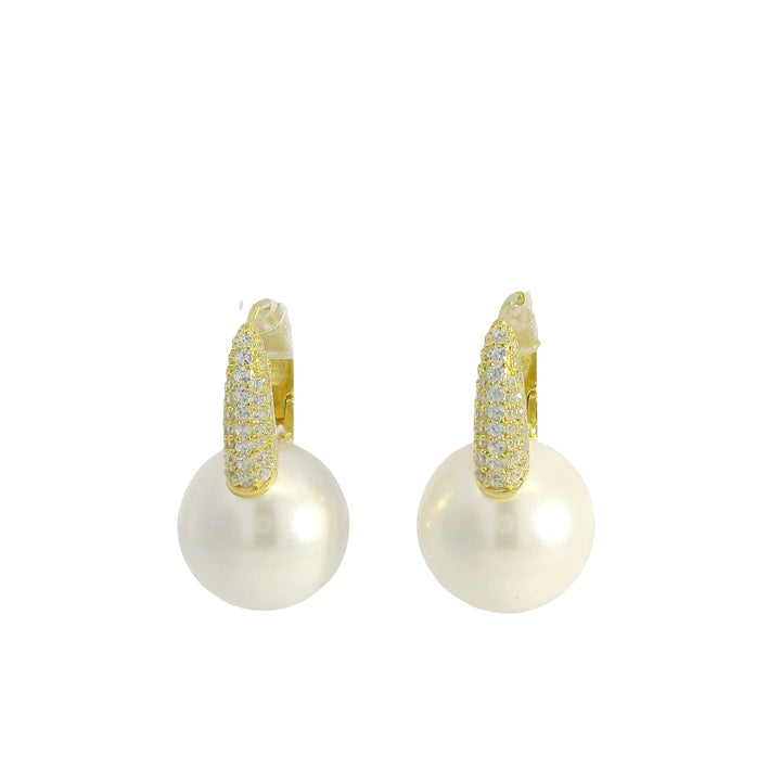 Hoop Earrings with Round Pearl