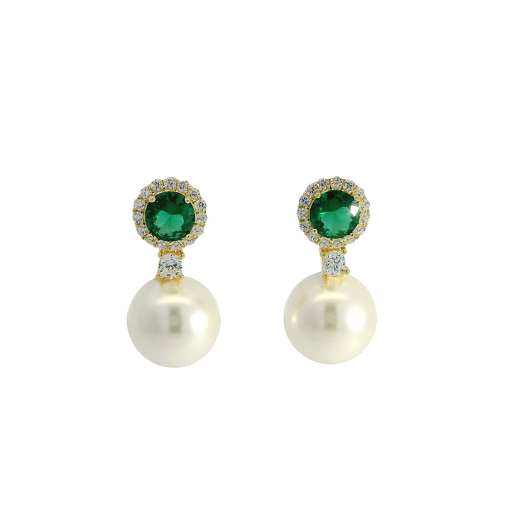 Emerald and Pearl Drop Earrings