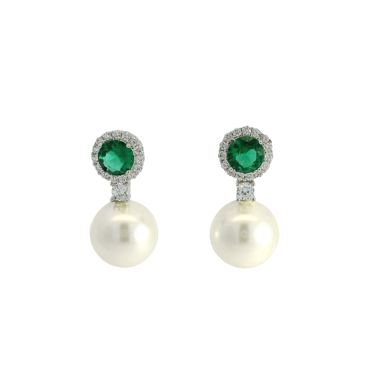 Emerald and Pearl Drop Earrings