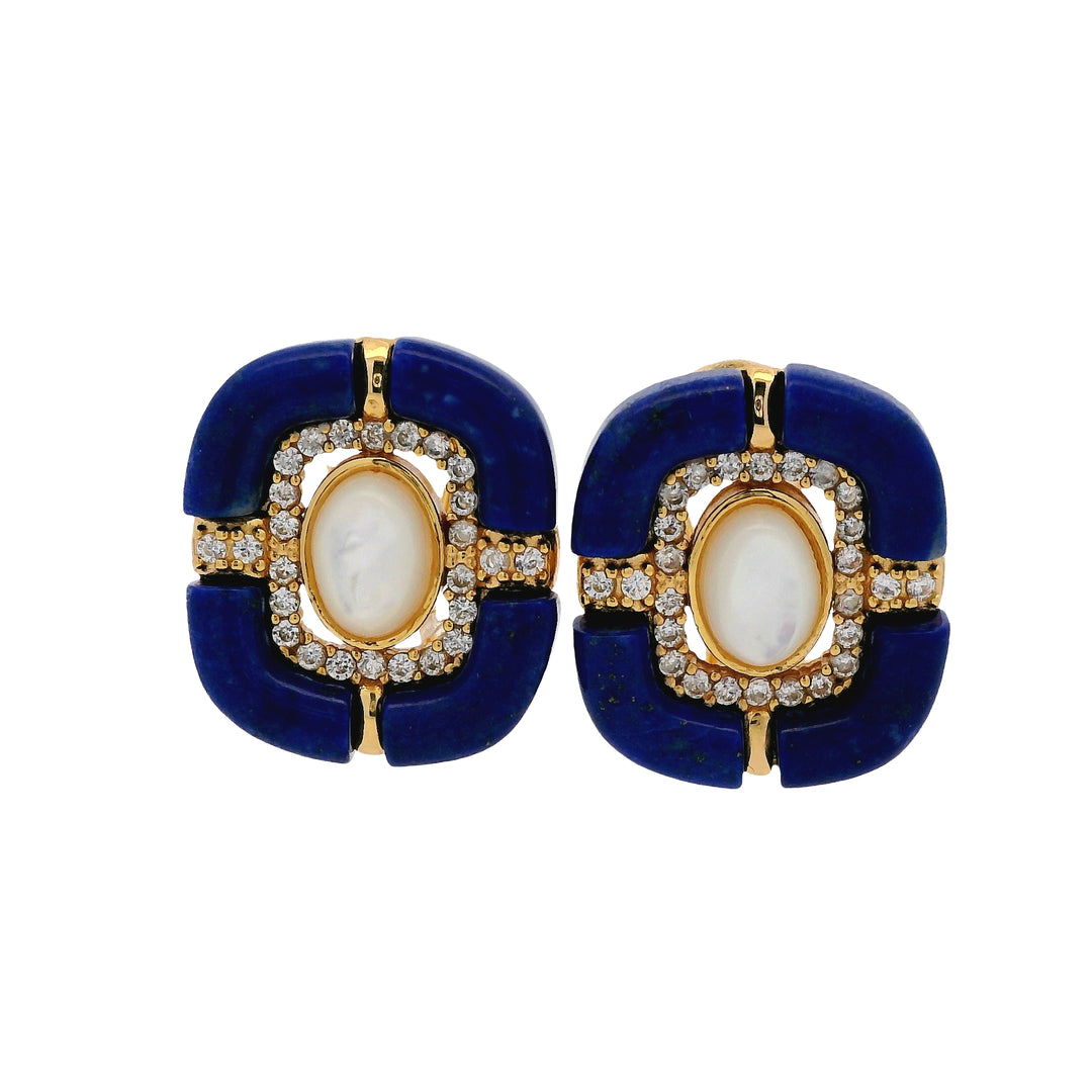 Blue Stone & Mother Pearl Royal Earrings