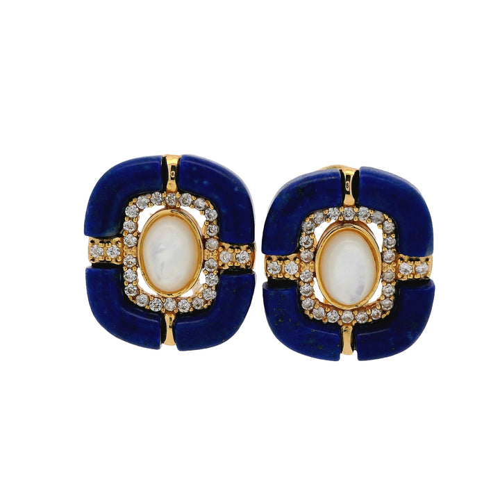 Blue Stone & Mother Pearl Royal Earrings