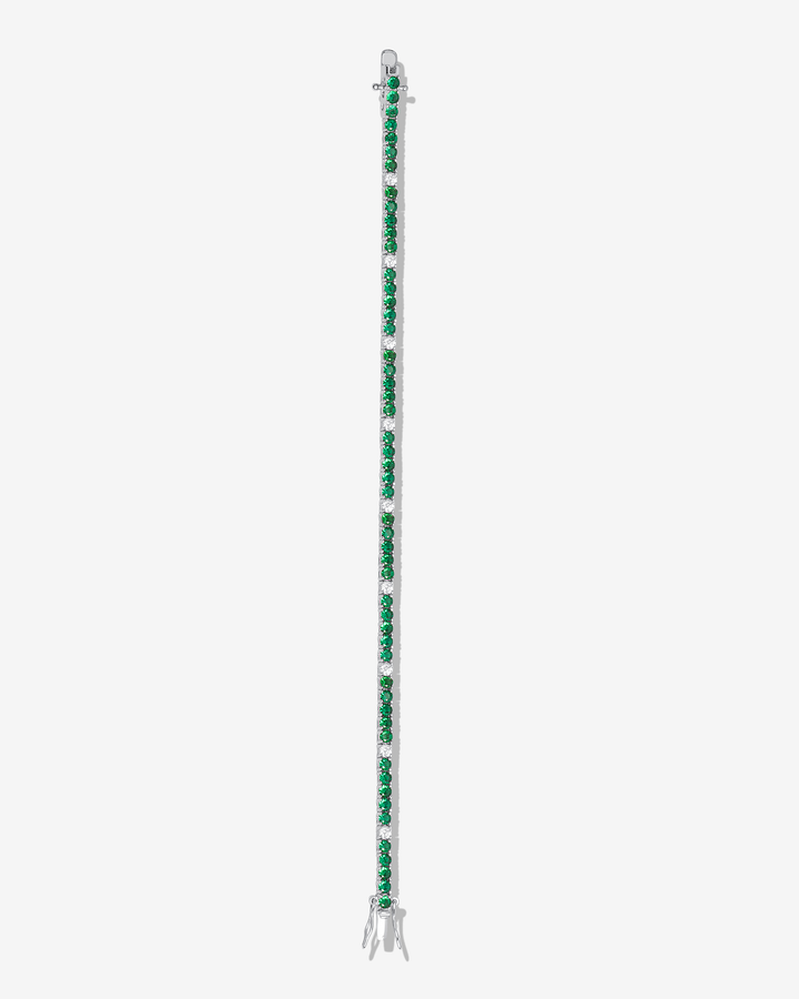 Green & White Gemmed Tennis Bracelet