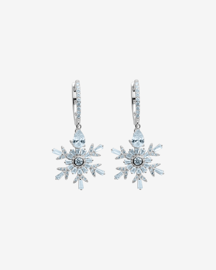 Frosted Snowflake Clip Earrings