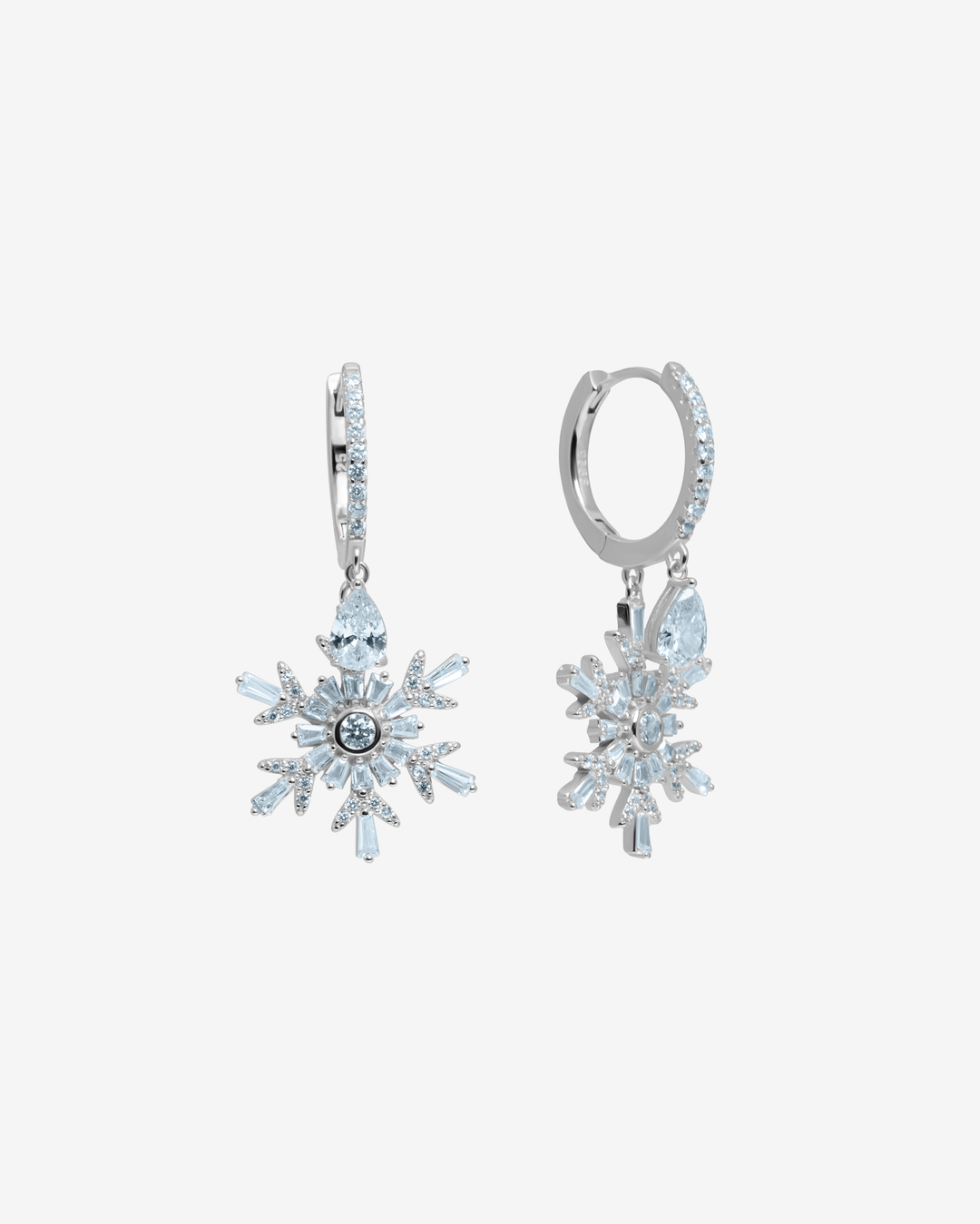 Frosted Snowflake Clip Earrings