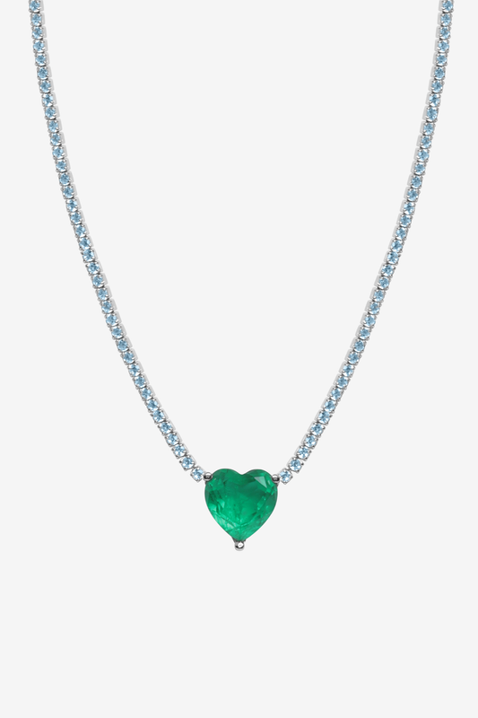 Jade Heart Tennis Necklace