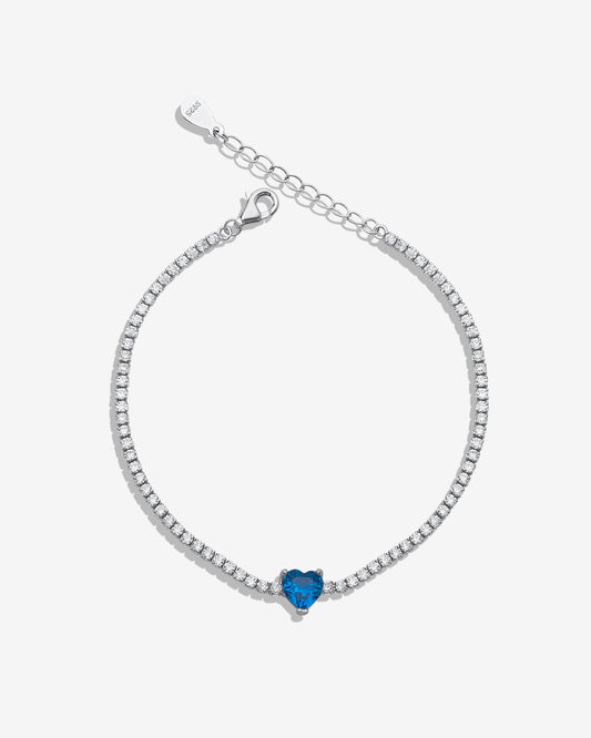 Blue Heart Tennis Bracelet