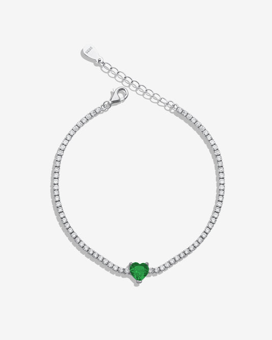 Green Heart Tennis Bracelet