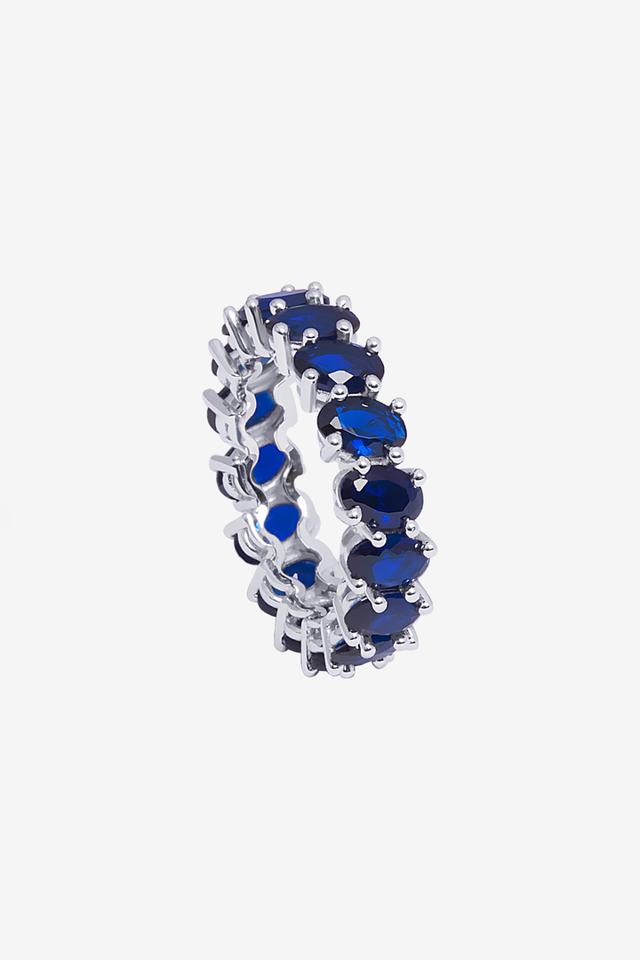 Oval Sapphire Blue Band Ring