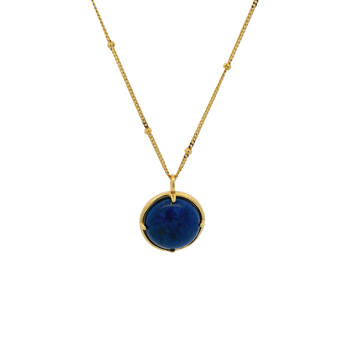 Necklace with Lapis Lazuli & Pearl Cabochon Pendant
